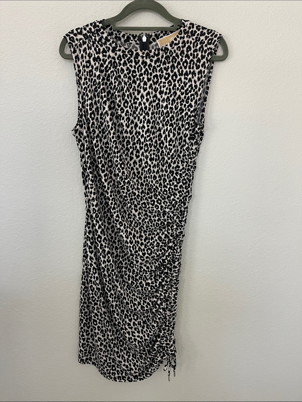 Michael Kors NWT Leopard Print Ruched Sleeveless Dress Size Medium‎